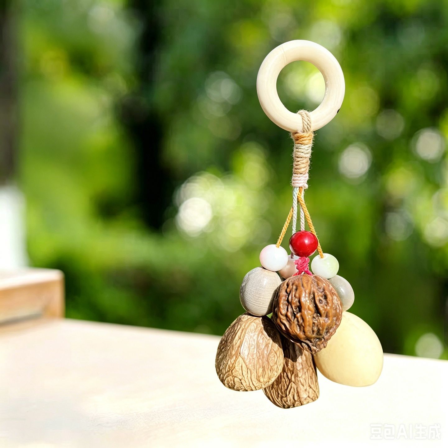 Forest-style natural fruit shell wind chime bag pendant, healing handmade finished product, car-mounted rattle, calming hanging ornament