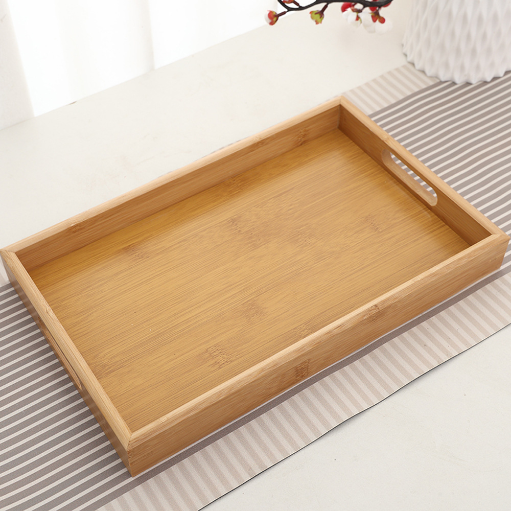 bandeja de bambú rectangular gruesa bandeja de comedor para hotel bandeja de té de bambú bandeja de madera de pan de frutas creativas de bambú