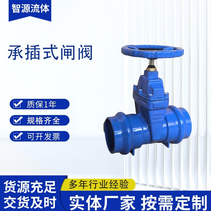 Plug-in gate valve CZ45X, soft-sealed, ball-milled cast iron, municipal engineering valve, PVC pipe connection valve, cross-border