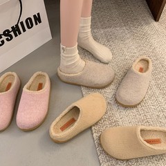 网红爆款复古厚底包头拖鞋女外穿2025新款秋冬加绒增高百搭勃肯鞋