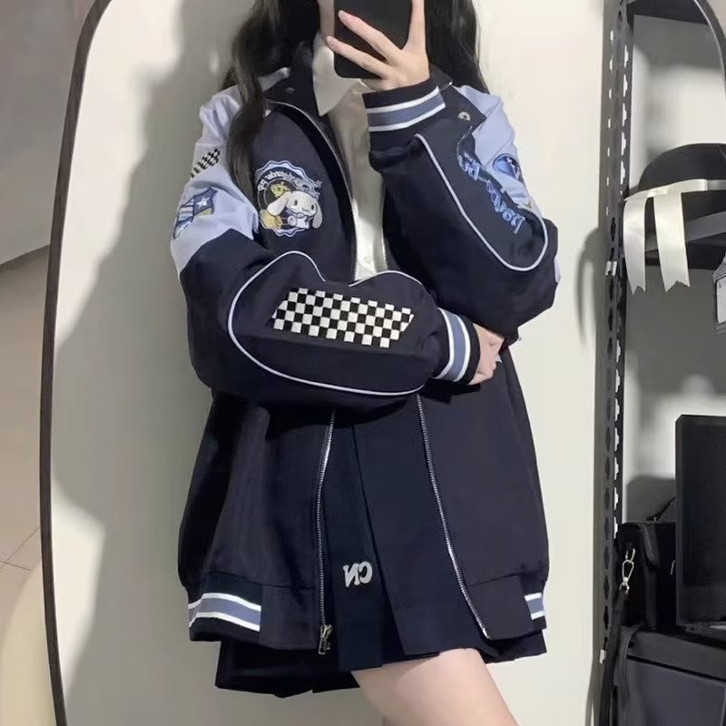 Uniforme de béisbol bordado hombres y mujeres de la misma chaqueta casual Otoño 2023 Nueva chaqueta americana de marca de moda suelta