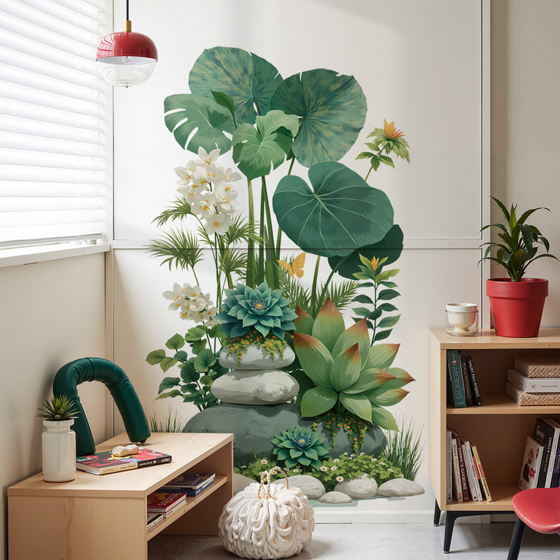 龟背竹叶子卧室沙发背景墙可移除墙贴画亚马逊热销植物墙贴 69156|undefined