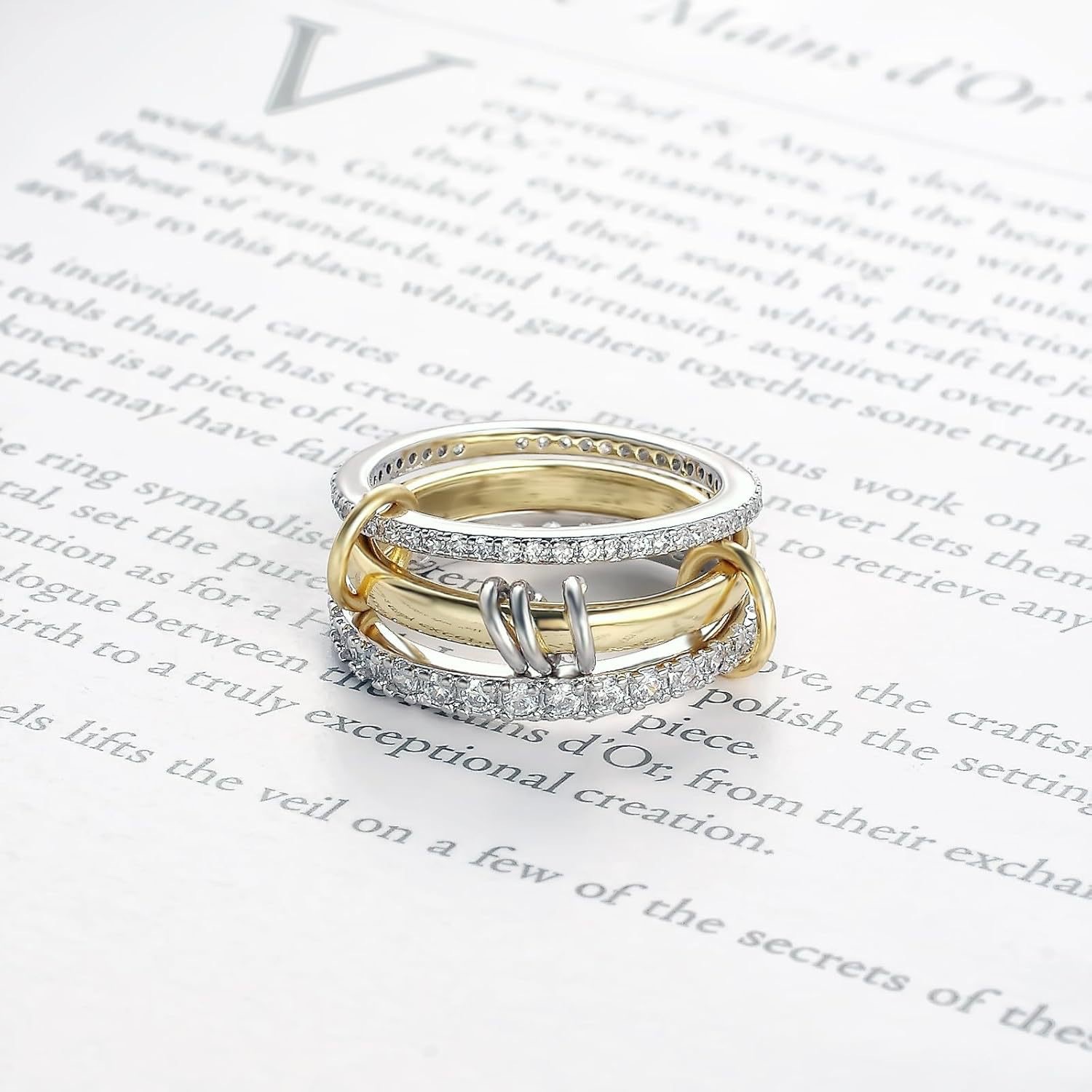 Titanium Steel, Copper Material Wholesale Jewelry Vintage Style Geometric Titanium Steel Copper Zircon Mixed Metal Plating Rings