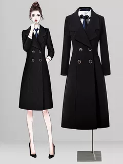 冬季工装呢子大衣女中长款高端职业装毛呢外套售楼处珠宝店工作服
