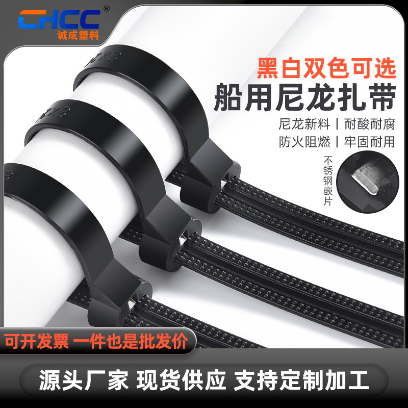 船用塑料尼龙金属铁芯扎带捆绑嵌片电线束线束线带卡扣船舶专用