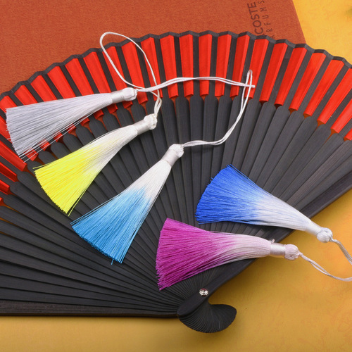 8cm Gradient Color Tassel Bookmark Fan Pendant Fashion Qipao Hanfu Accessory Pendant Bag Hanger Sash Wholesale