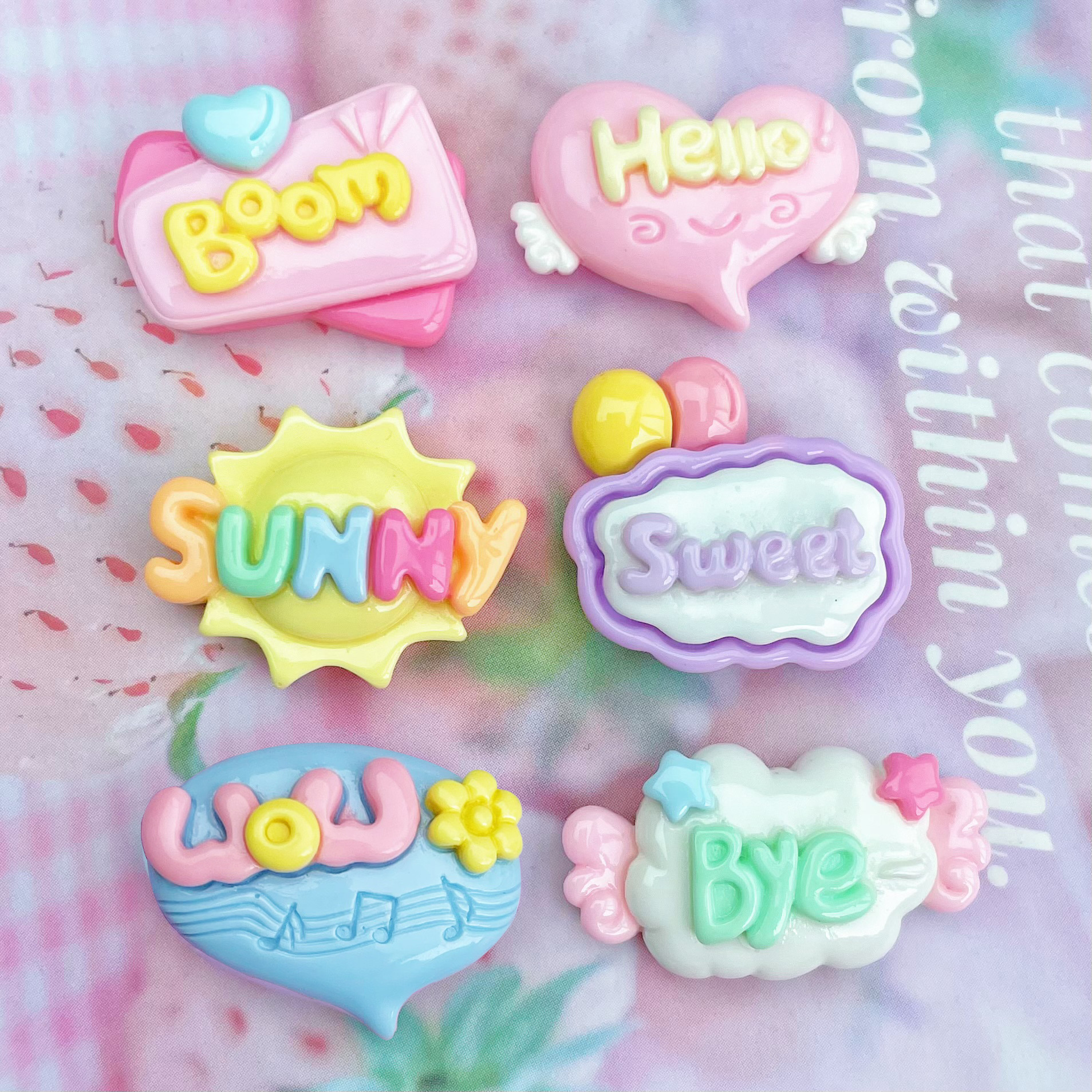 Brillante Sol en forma de corazón Inglés palabra tarjeta resina accesorios SUNY carta tarjeta crema pegamento teléfono caso horquilla accesorios nuevo