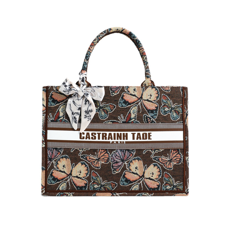 Comercio exterior transfronterizo al por mayor bolso de mano para mujeres 2024 nueva moda impresión popular tamaño de mariposa bolso de hombro