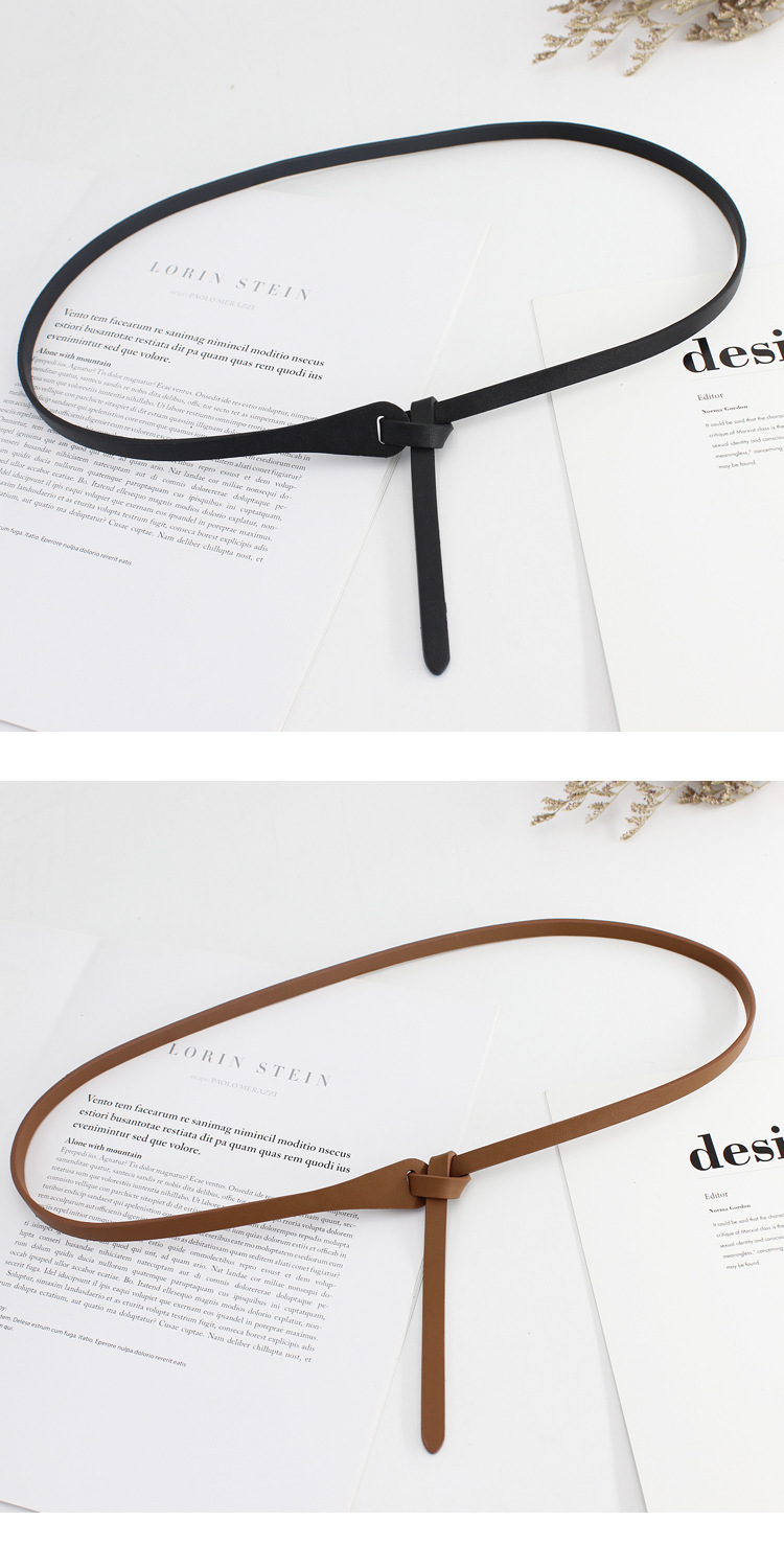 Decorative knotted belt ladies Korean version with dress pu belt thin retro ins Wind narrow strap a generation of hair_viptrois.com
