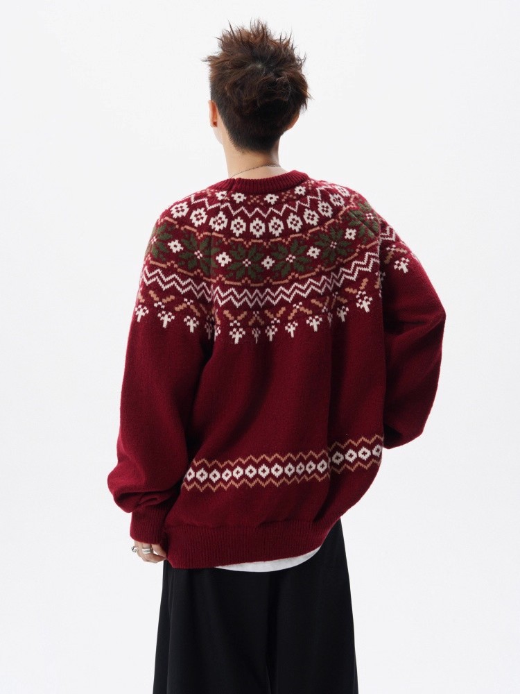 Herren Jacquard Weihnachtsstrickpullover Premium Winter Pullover_voghion.com