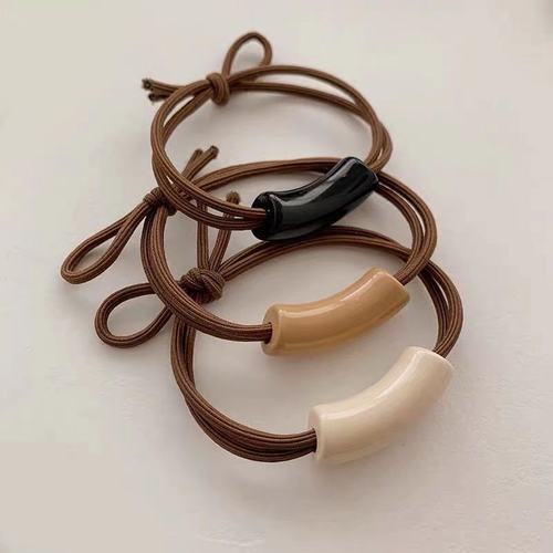 Korean version of ins new simple chain hair rope for women geometric U-shaped retro rubber band high elastic square hair accessories