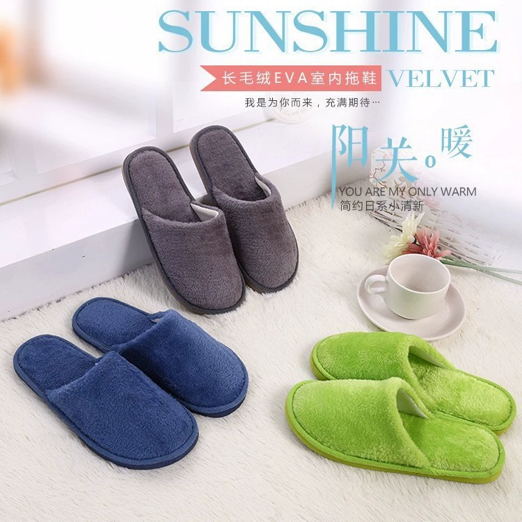 Осенне-зимние домашние унисекс домашние хлопковые тапочки прилив на флисовой подкладке толстое дно из пеноматериала теплые туфли Мао оптом