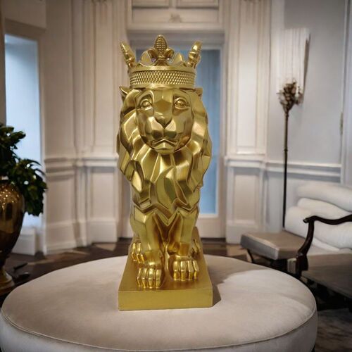 Direct supply of cross-border new faceted crown lion ornaments living room entrance creative light luxury Nordic home decorations