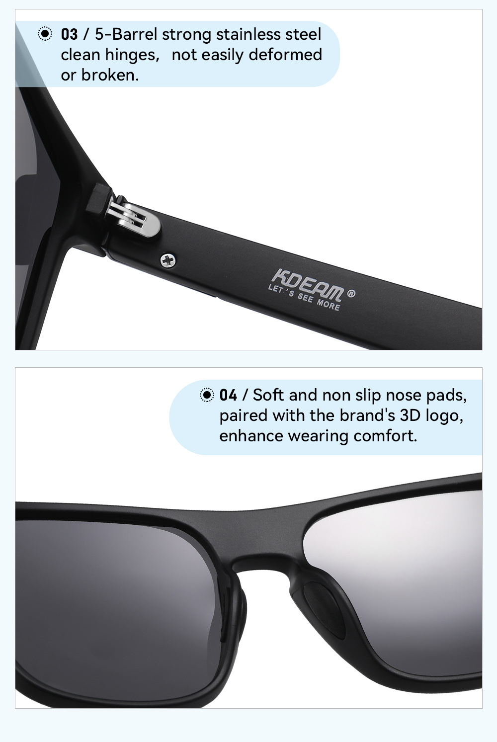 KDEAM große Sonnenbrille neu polarisiert einteilig Sportsonnenbrille winddicht Sonnenbrille Metallscharnier KD528-PLUS