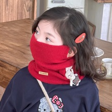 儿童围巾秋冬季女宝宝针织毛线保暖加厚防风围脖女孩纯色可爱脖套