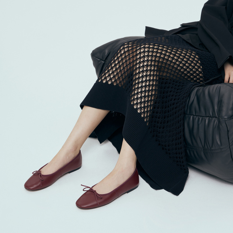 JH German Niche Foreign Trade New Comfortable Ballet Shoes Bow Round Head Shallow Mouth Leather Casual Shoes Women's Shoes