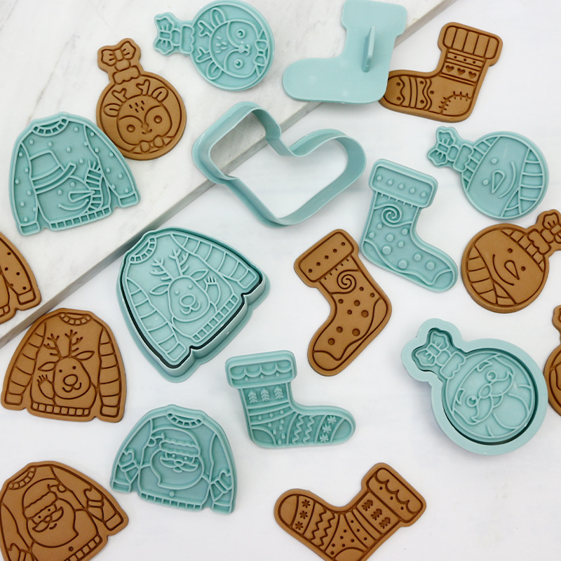 Juego de 12 Moldes para Galletas Navideñas, Moldes para Galletas con Forma de Botas, Campanas y Suéteres Navideños, Cortador de Galletas de Fondant