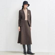 英伦风毛呢西装套装女2005秋冬季高级感时尚名媛气质短款无领西服