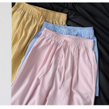 ins风夏季复古慵懒风小清新竖条纹阔腿宽松拖地薄款休闲长裤女潮