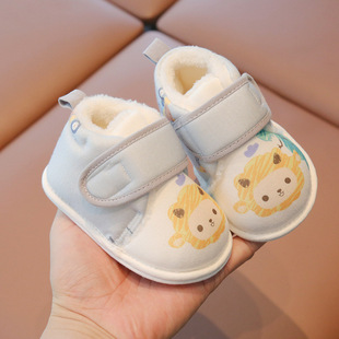 Baby winter shoes 6 to 12 months old baby soft soles step front shoes fleece-lined warm cotton shoes winter men