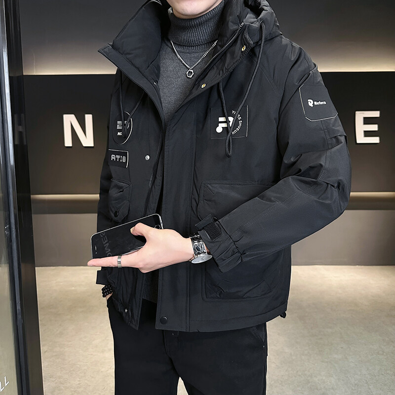 New men's cotton-padded clothes warm fashion hooded work cotton-padded jacket social guy coat MY7005