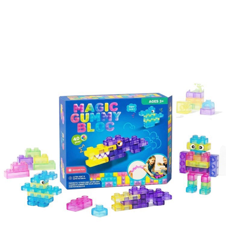 Bloques de construcción de gelatina transfronterizos, bloques de construcción de bloques de goma blanda, juegos de rompecabezas, juguetes de descompresión