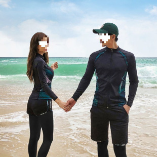 G2C Wetsuit Men's Snorkeling Swimsuit Women's Sun Protection Conservative Surfing Swimming Couple Suit Long-Sleeved Slimming Look Quick-Drying Water