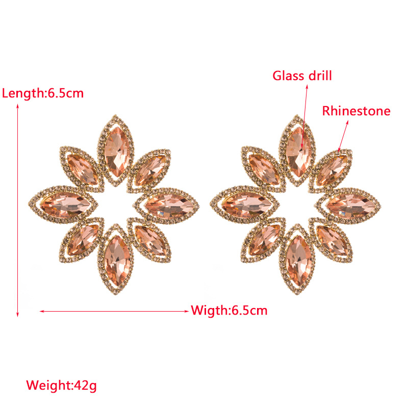 45g Weight Electroplating Gold Plating Process Alloy Ear Needle Material Rhinestones Inlay Material Ear Studs Classification Fashion Flower Alloy Rhinestone Glass Women's Ear Studs 1 Pair
