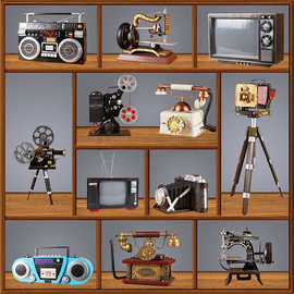 老式复古场景布置电视机缝纫机模型60708090后怀旧老物件年代摆件