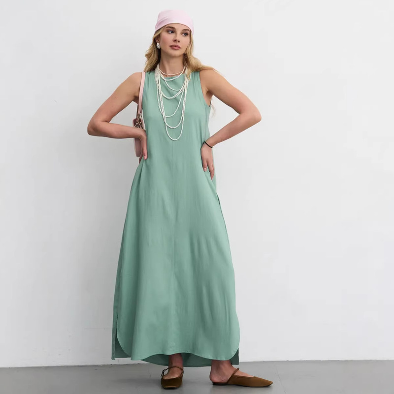 Long Linen Dress, Plus Size Loose-Fitting Dress