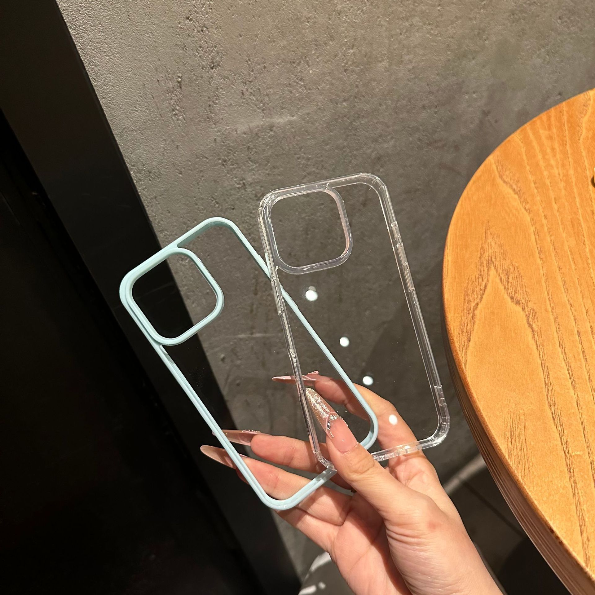 iPhone 16 Pro Max şeffaf akrilik dopamin kontrast renkli kenarlıklı Apple 15 koruyucu kılıf