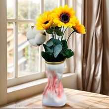 大号花瓶设计感玻璃树脂工艺品轻奢感摆件客厅水养富贵竹插花瓶
