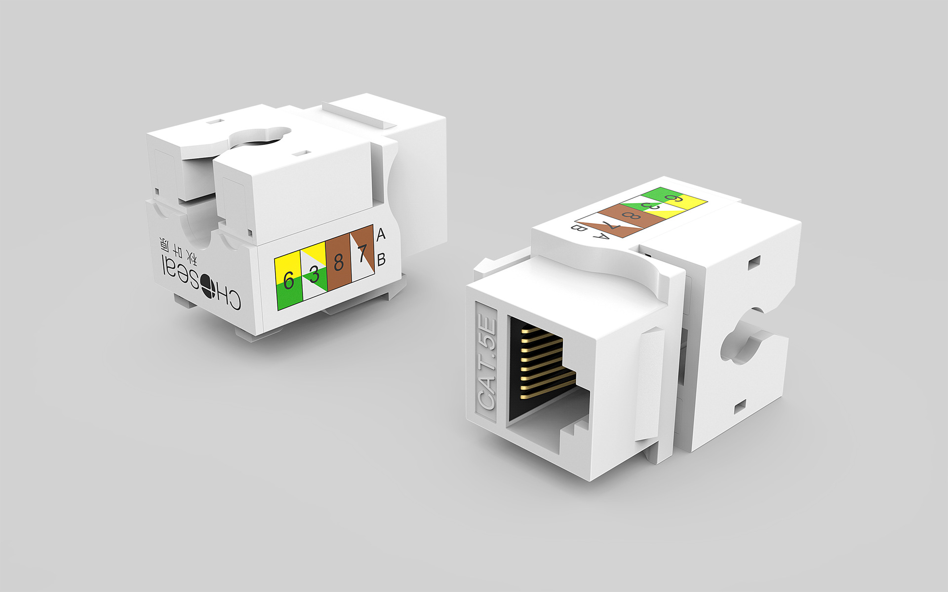 秋叶原 超五类六类非屏蔽镀金RJ45超五类电脑网线 90度信息模块