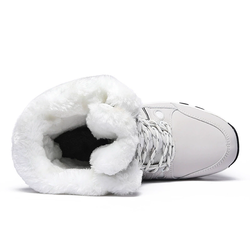 Warm platform boots, fleece‑lined lace‑up ankle boots, platform tread, plus sizes