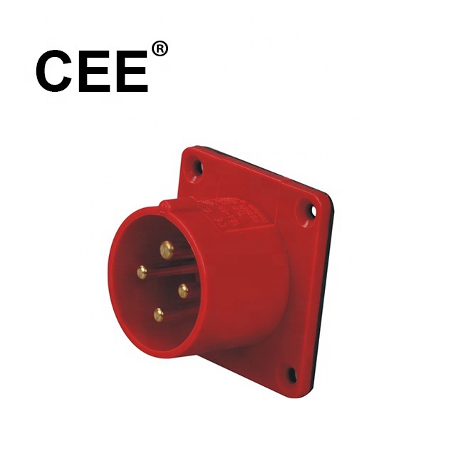 CEE-614/624面板式工业插头16A 32A380-415V IP44 红色 CE认证