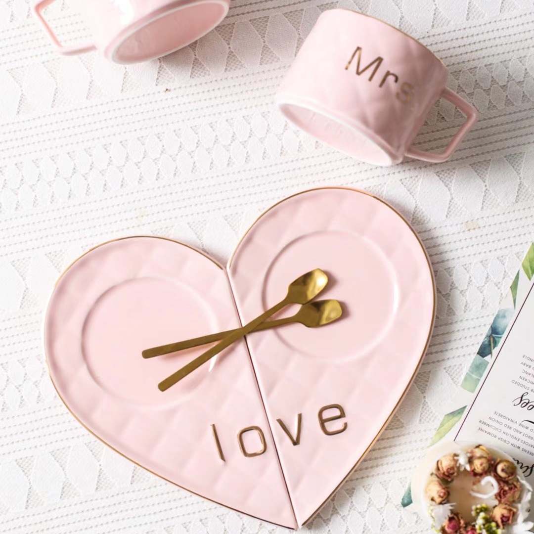 Personalidad creativa pareja taza y platillo traje estilo nórdico regalo del Día de San Valentín taza café cerámica té la tarde ocio