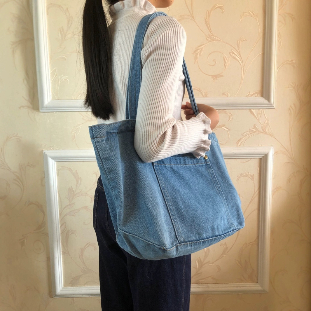 Sen es un bolso vaquero de hombro con bolsa de lona retro portátil bolsa de cercanías bolsa de recuperación de mochilas escolares bolsa de compras grande