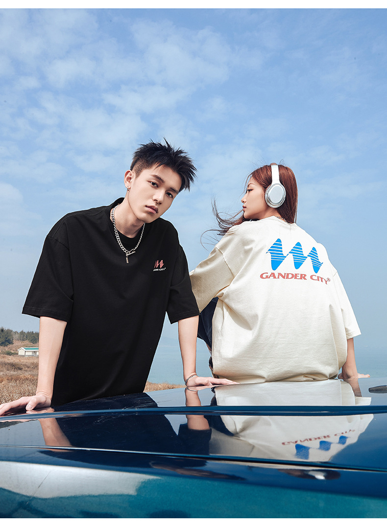 Damska odzież T-shirt z nadrukiem z krótkim rękawem Męska w tym samym stylu Letnia luźna modna marka T-shirt Q_voghion.com