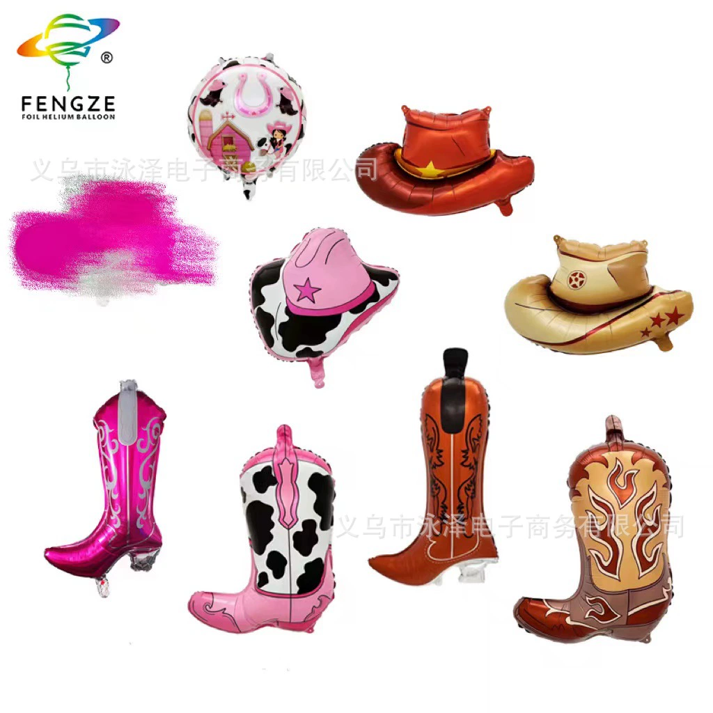 Трансграничный западный джинсовый алюминиевый воздушный шар сапоги ковбойская шляпа Конь тематическая вечеринка украшения Амазонки Горячая продажа воздушных шаров
