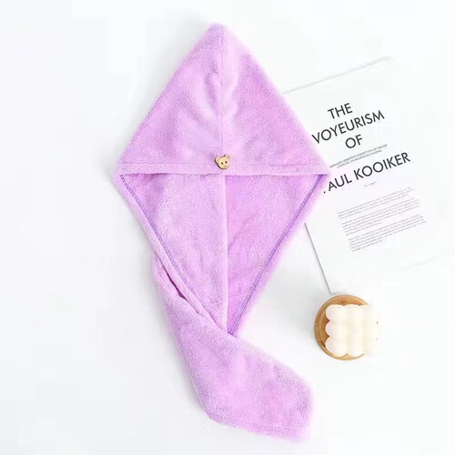 Thick High-density Coral Fleece Hair Towel Hood Absorbent Edge Bath Cap Quick-drying Dry Shampoo Turban for Autumn and Winter Wholesale