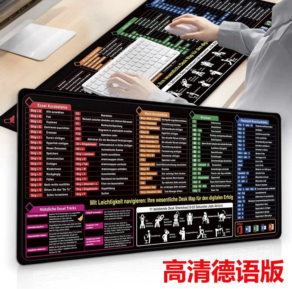 Новый немецкий коврик для мыши, большой, черный, с антискользящим покрытием, для ноутбуков, подходит для европейского и американского рынков.