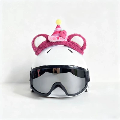 Motosiklet dəbilqələri decoration, suitable for single and - no-helmet-strawberry-bear-birthday-hat