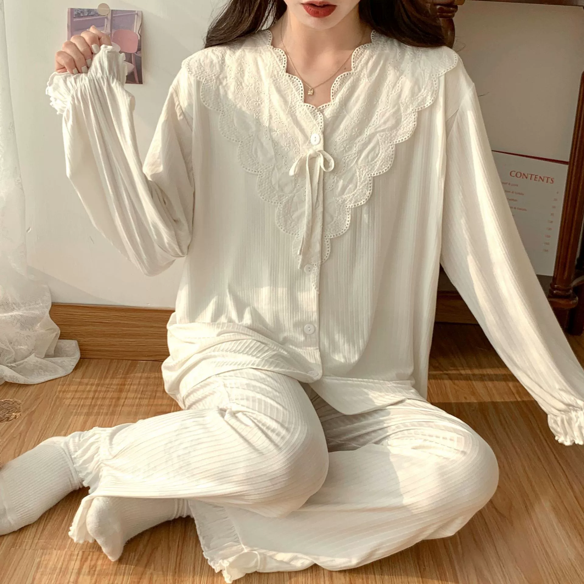 [3215 в наличии] Пижамы для беременных женщин для кормления Женская летняя тонкая Послеродовая Модальная ежемесячная одежда с полосками для дома