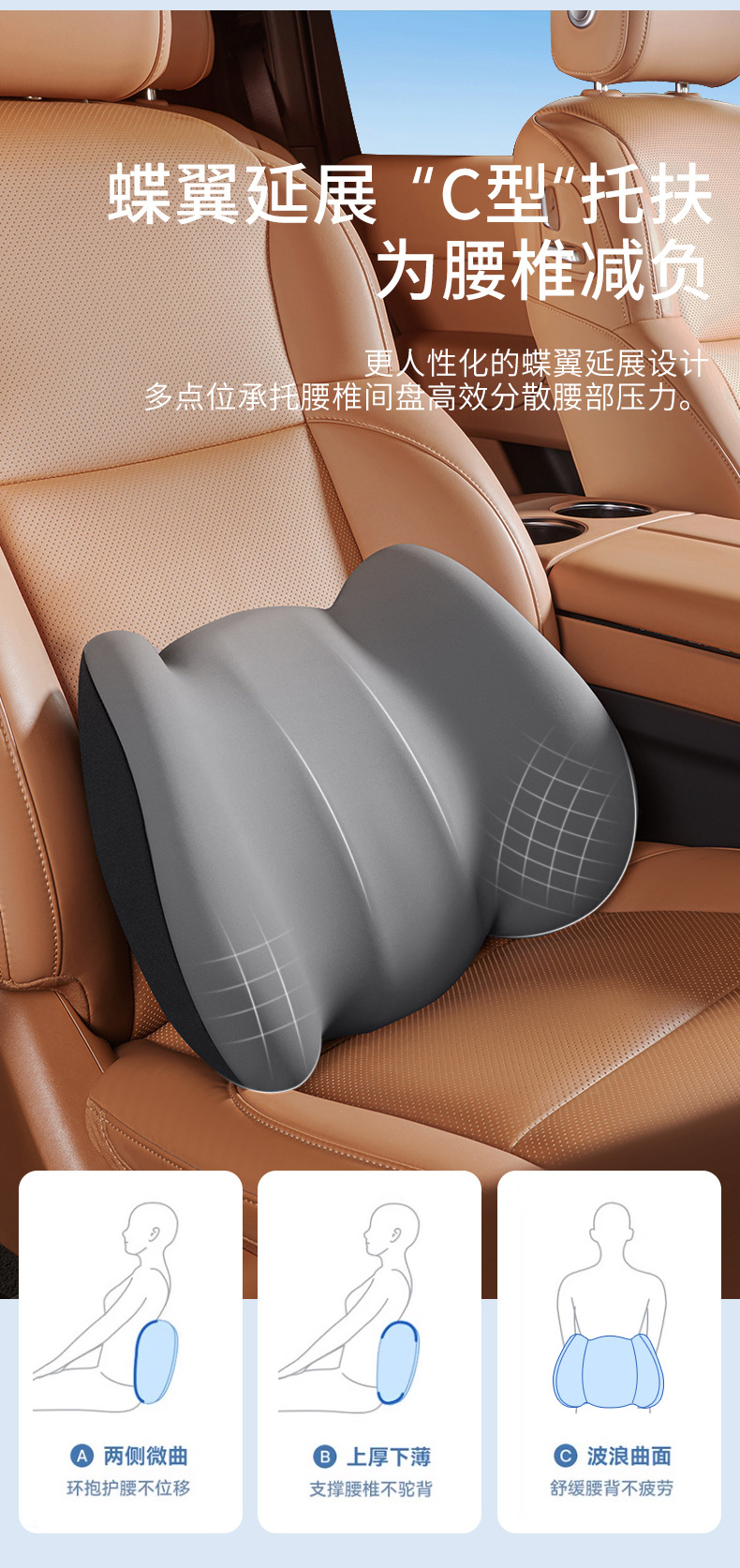 Car headrest car Ice pillow seat waist neck pillow car waist support memory foam waist pillow back cushion cervical support pillow