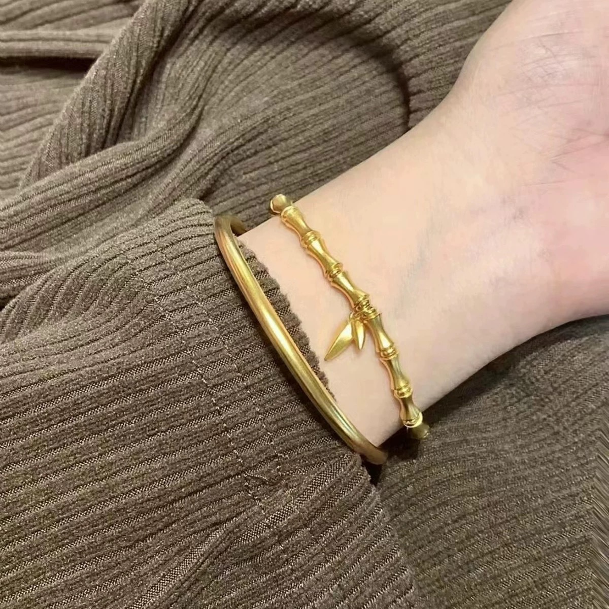 Ancient French Vietnamese sand gold ancient French bamboo bracelet gold fashion 999 new send girlfriend factory direct_voghion.com