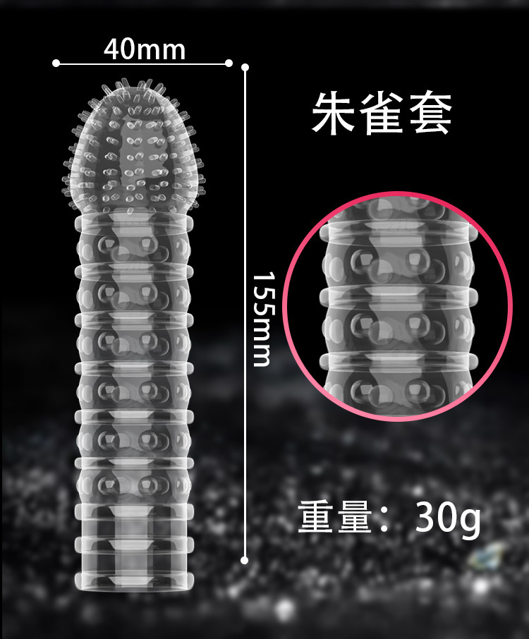 Wolf Tooth Textured Penis Headgear in Clear TPE for Couples — detail image 34