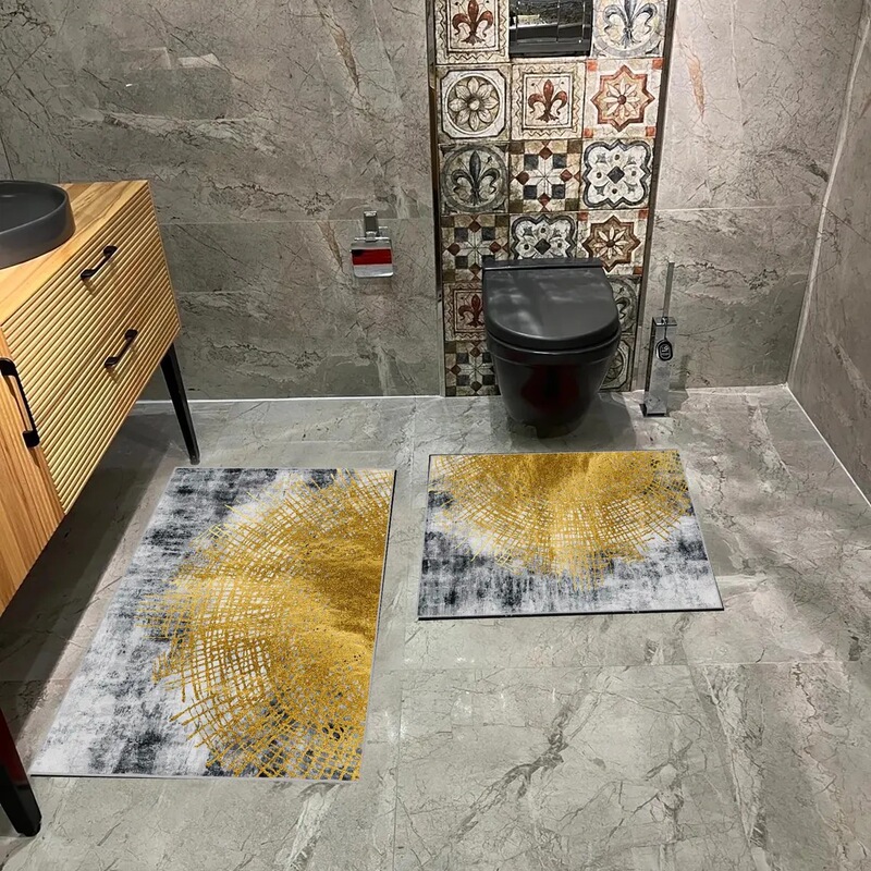 北欧轻奢卫生间地垫几何浴室吸水防滑垫厨房吸油耐脏地垫玄关垫|undefined