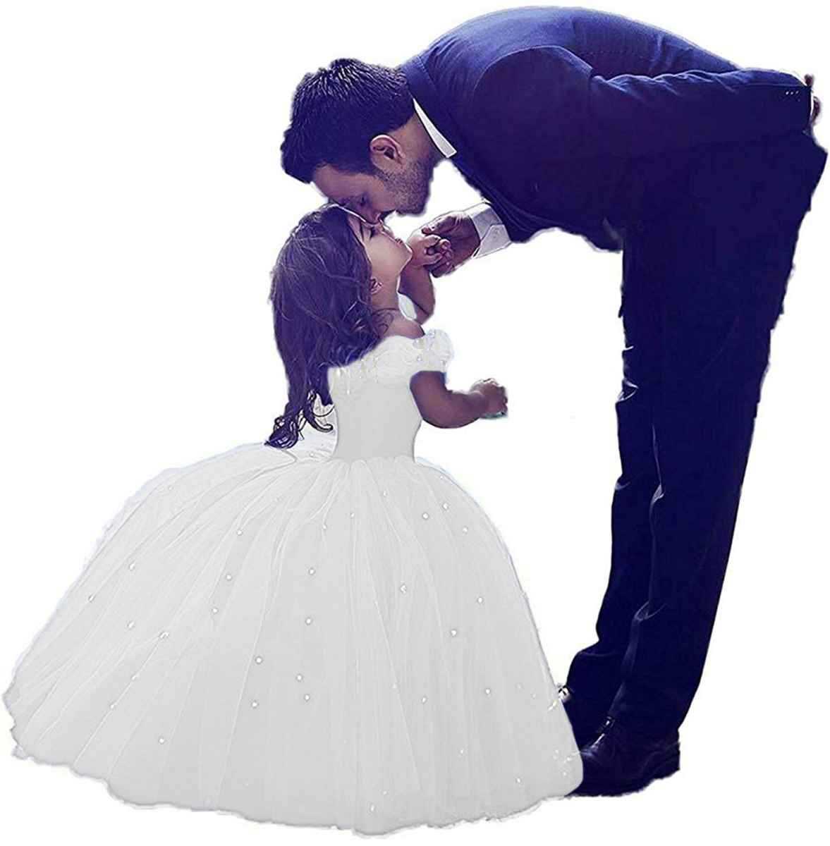 Ropa infantil transfronteriza, vestidos formales para niñas, vestidos de niña de las flores para bodas, vestidos de princesa Cenicienta de un solo hombro para niñas, vestidos largos de tul abullonados estilo anfitriona.