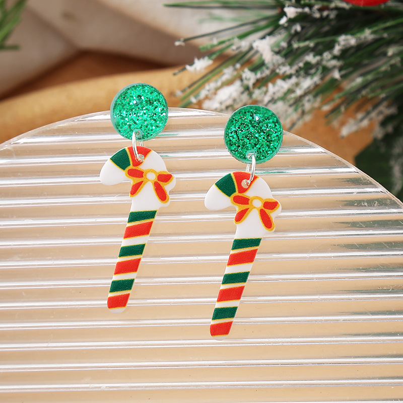 11g Weight 1 Pair Cute Christmas Tree Santa Claus Snowman Arylic Drop Earrings
