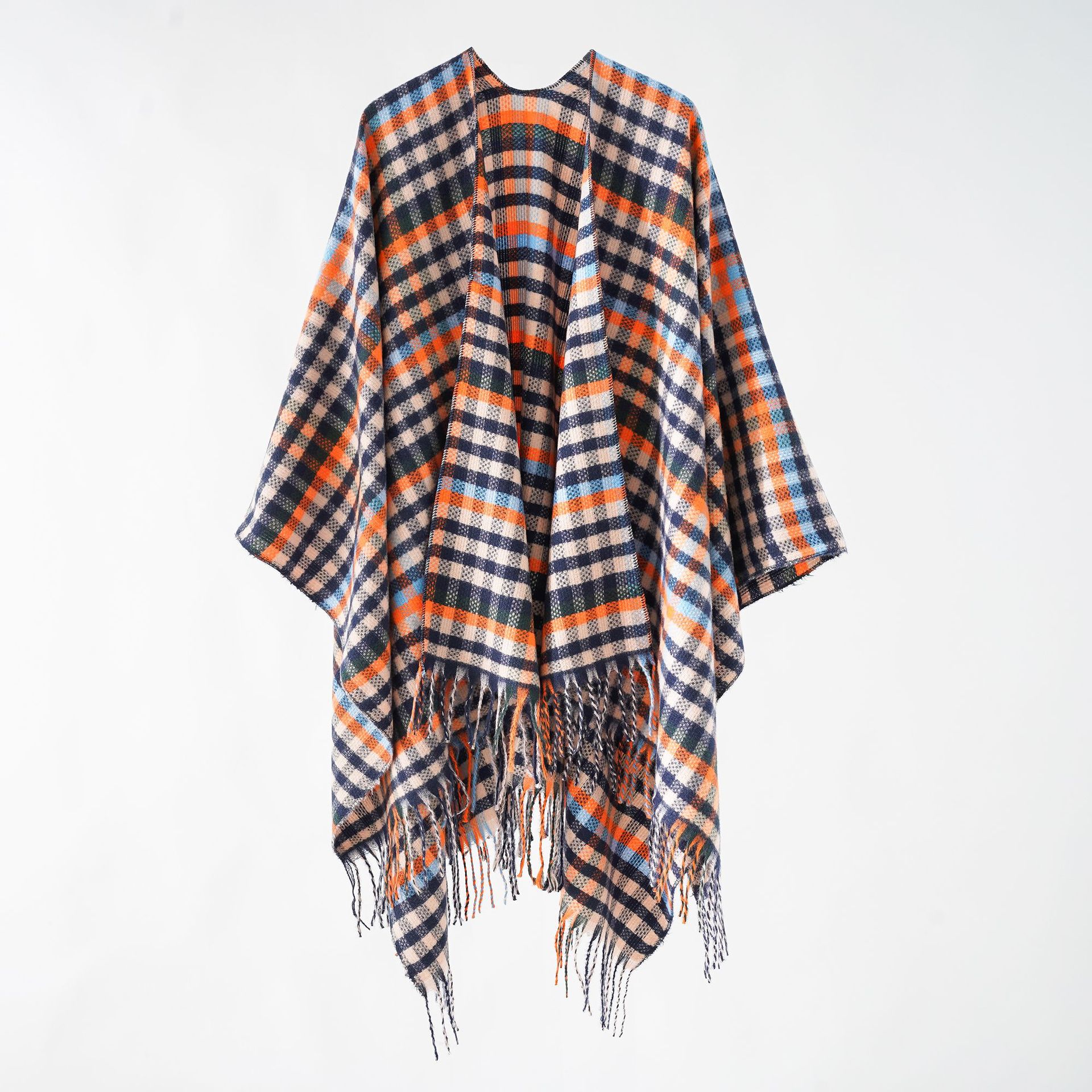 2023 nueva borla Plaid viaje foto del cabo versátil moda simple hombres y mujeres chal